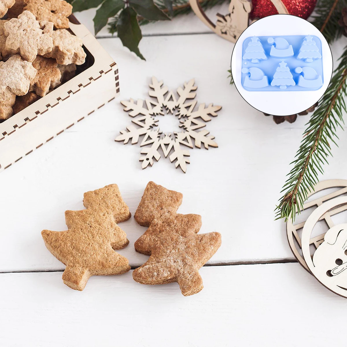 

Silicone Baking Christmas Baking Tool Tree Cookie Molds Cute DIY Cake Tool Shape Accessories Safe