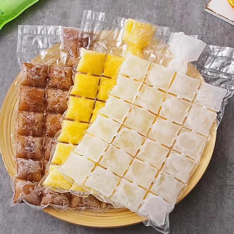 

10-100pcs/pack Disposable Ice Bag Lattice Ice Cube Mold Bar Self-sealing Ice Tray Bag Ice Cube Bag Box Edible Frozen Ice Cube