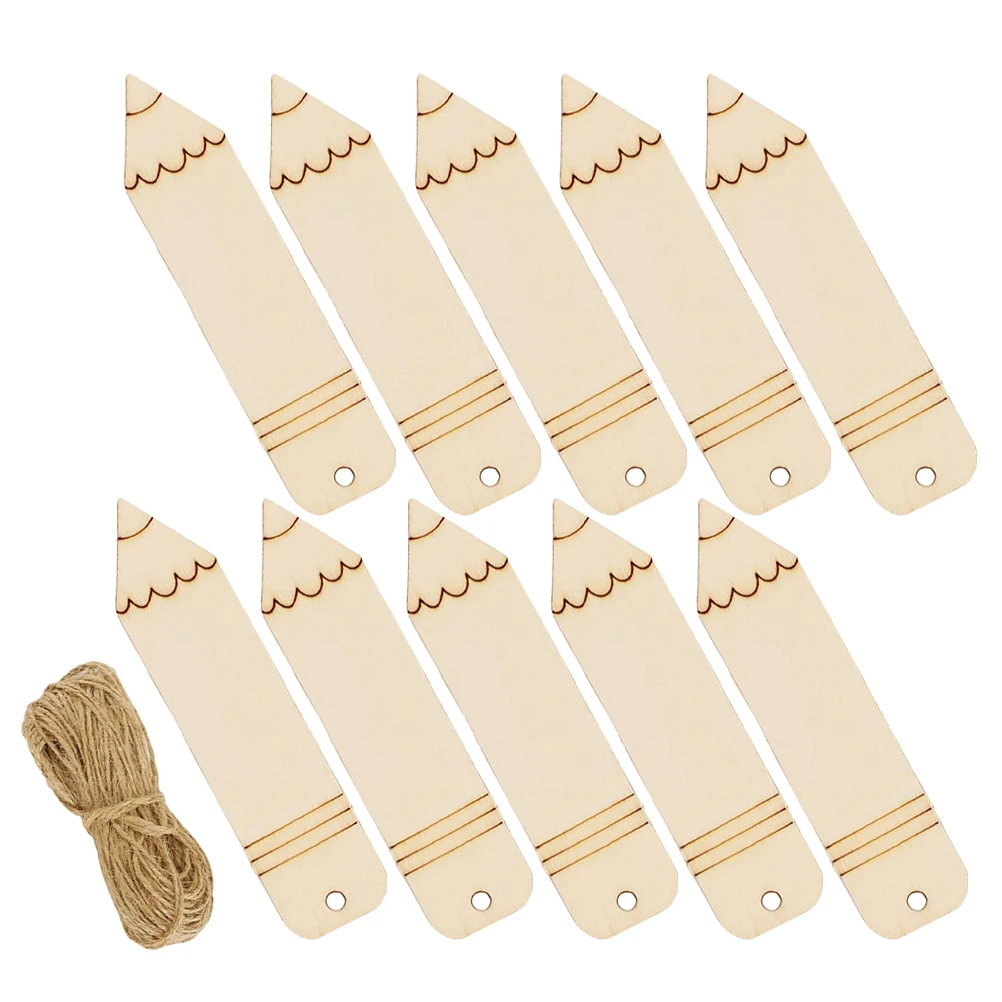 

20 Pcs Wooden Bookmark DIY Blank Tag Unpainted Pencil Shaped Craft Supplies Students Party Decoration Wood Blank Marks
