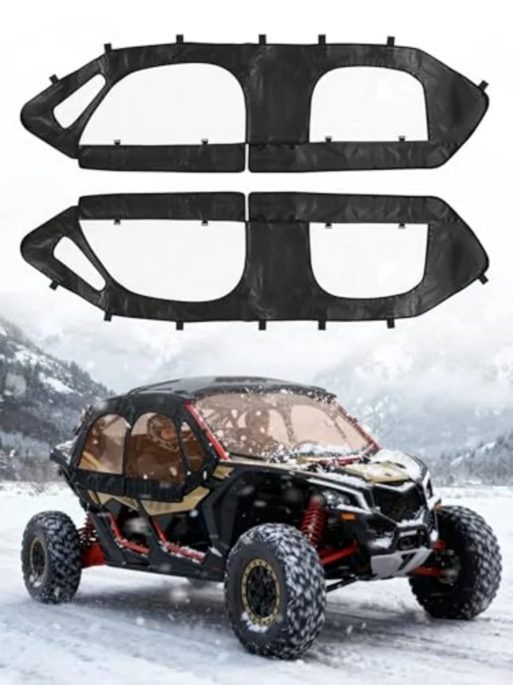 

Soft Upper Doors for Can-Am Maverick X3 MAX 2017-2024 (4 Seats) Waterproof PVC Windshield Protection Easy No-Tool Installation