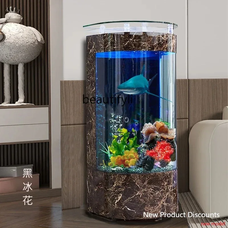 

ss26 Living Room Semi-round Fish Tank Wall-Mounted Vertical Column Ecological Replacement-Free Aquarium Fish Globe