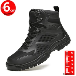 Outdoor Man Hiking Elevator Boots  Ankle Height Increase Shoes for Men Insole 6CM Taller