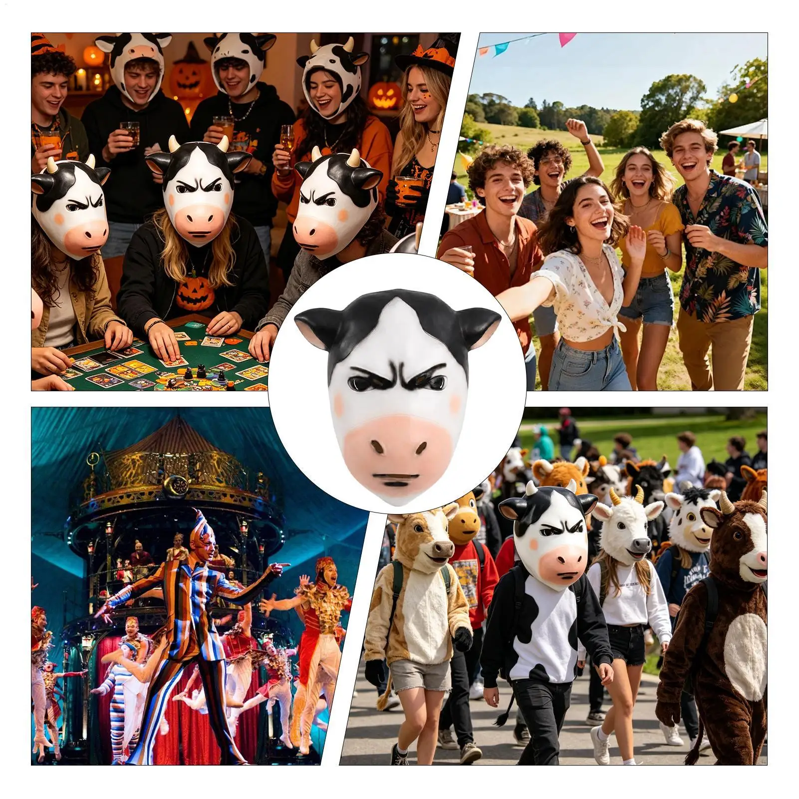 Animal Masques Halloween Role Play Props Cow Cartoon Animal Masques For Cosplay Stage Performance Party Festival Photography