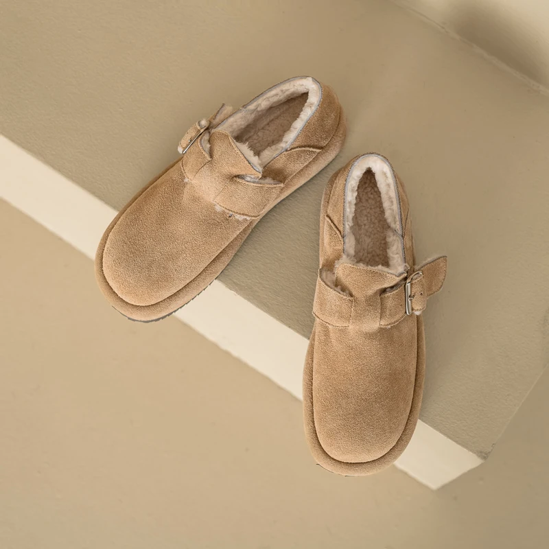 

Женская теплая шерстяная обувь, лоферы из натуральной кожи с круглым носком, женская обувь абрикосового цвета на толстом каблуке цвета хаки, весенне-осенняя обувь на плоской подошве на платформе