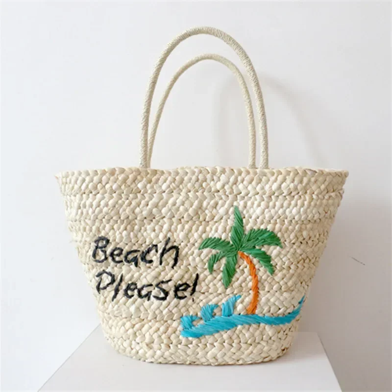 2022 New Coconut Tree Straw Bag Handmade Woven Rattan Tote Bag for Women Summer Large Capacity Beach Bohemia Bali Handbag Female