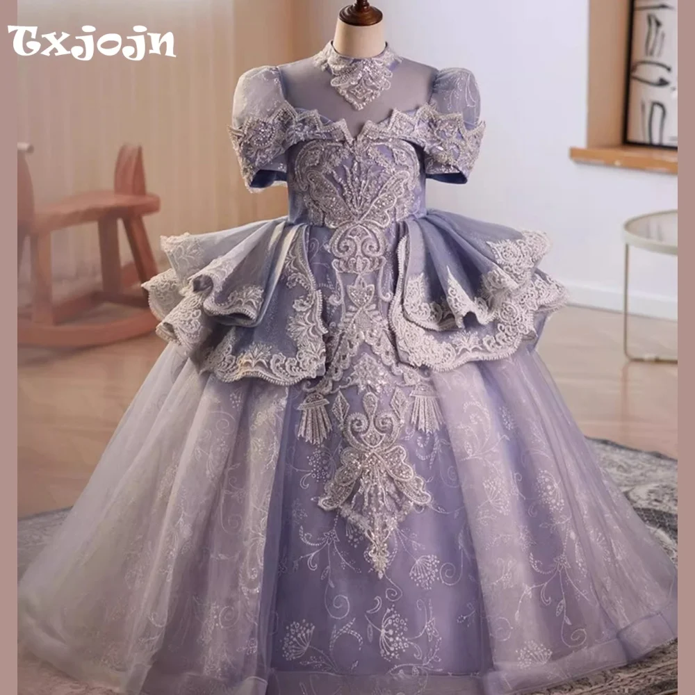 Luxury Girl's Ball Gown Flower Girl Wedding Palace style Princess Dress Kid Performance Vestido Birthday Party Clothes 3-16Y