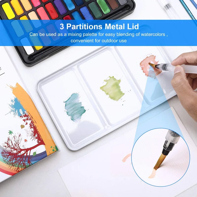 Professional Watercolors Set 24/36 Colors Pigment for Watercolor Painting With Paint Brush&Watercolor Paper Painting Set
