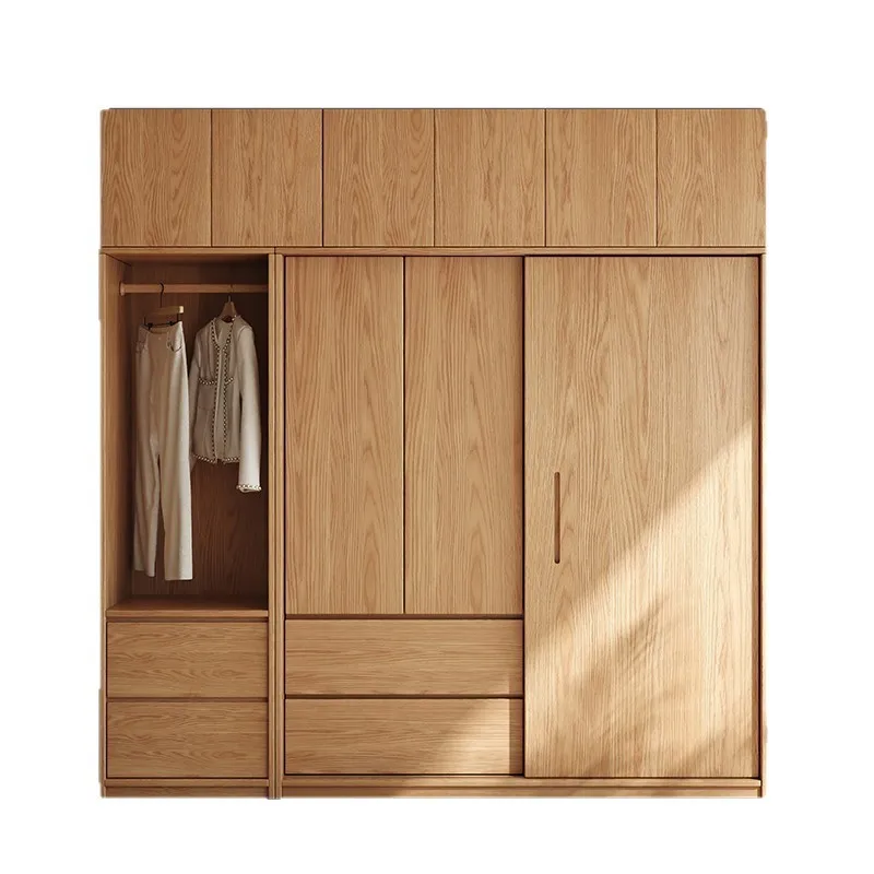 

Solid wood oak sliding door home bedroom modern simple wardrobe door master bedroom second bedroom