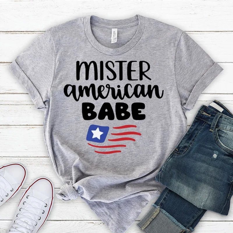 American Babe Shirt Patriotic Kids Boy 4th of July Toddler Youth Kids Patriotic  Independence Day 100% Cotton y2k Drop Shipping
