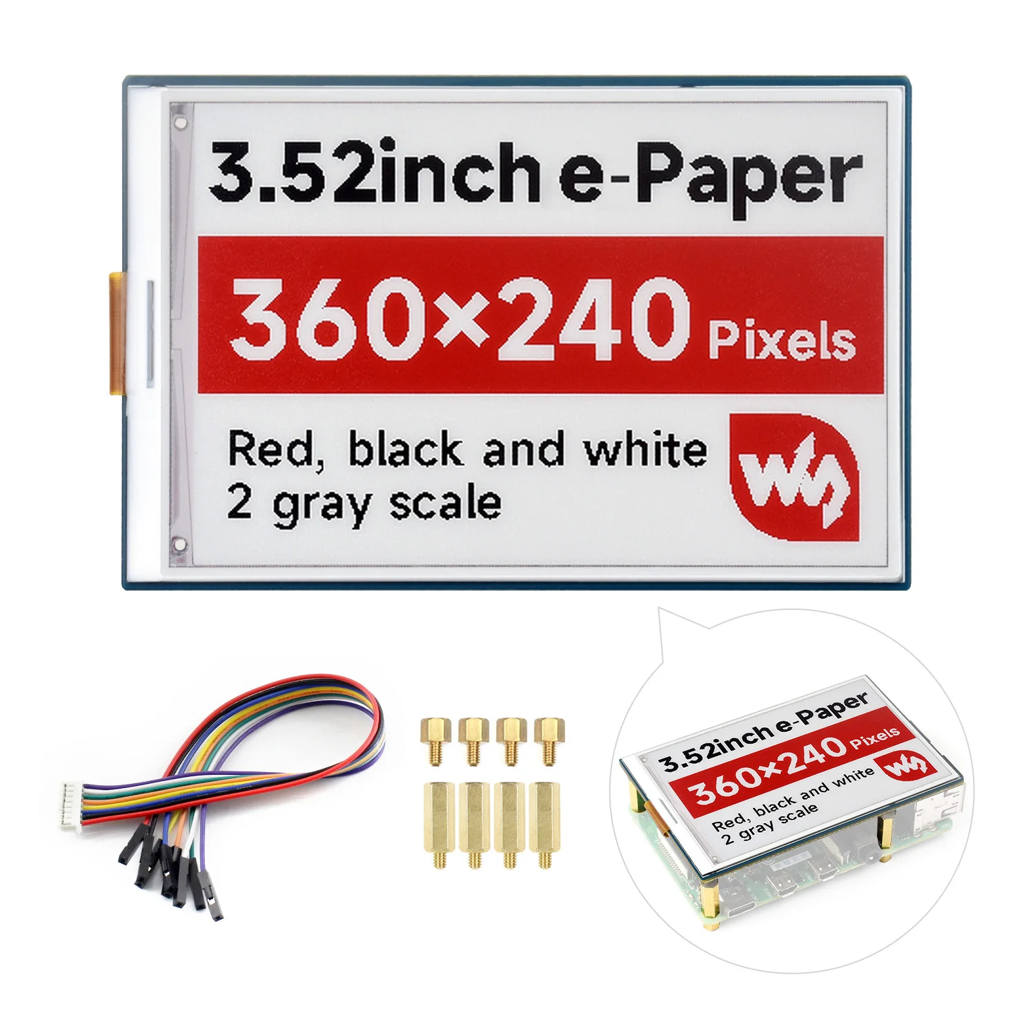 Waveshare 3.52inch E-Paper Display (B), E-Ink Display, 360x240, Red/Black/White, SPI  for Raspberry Pi/ Jetson Series/RDK X3 image 6