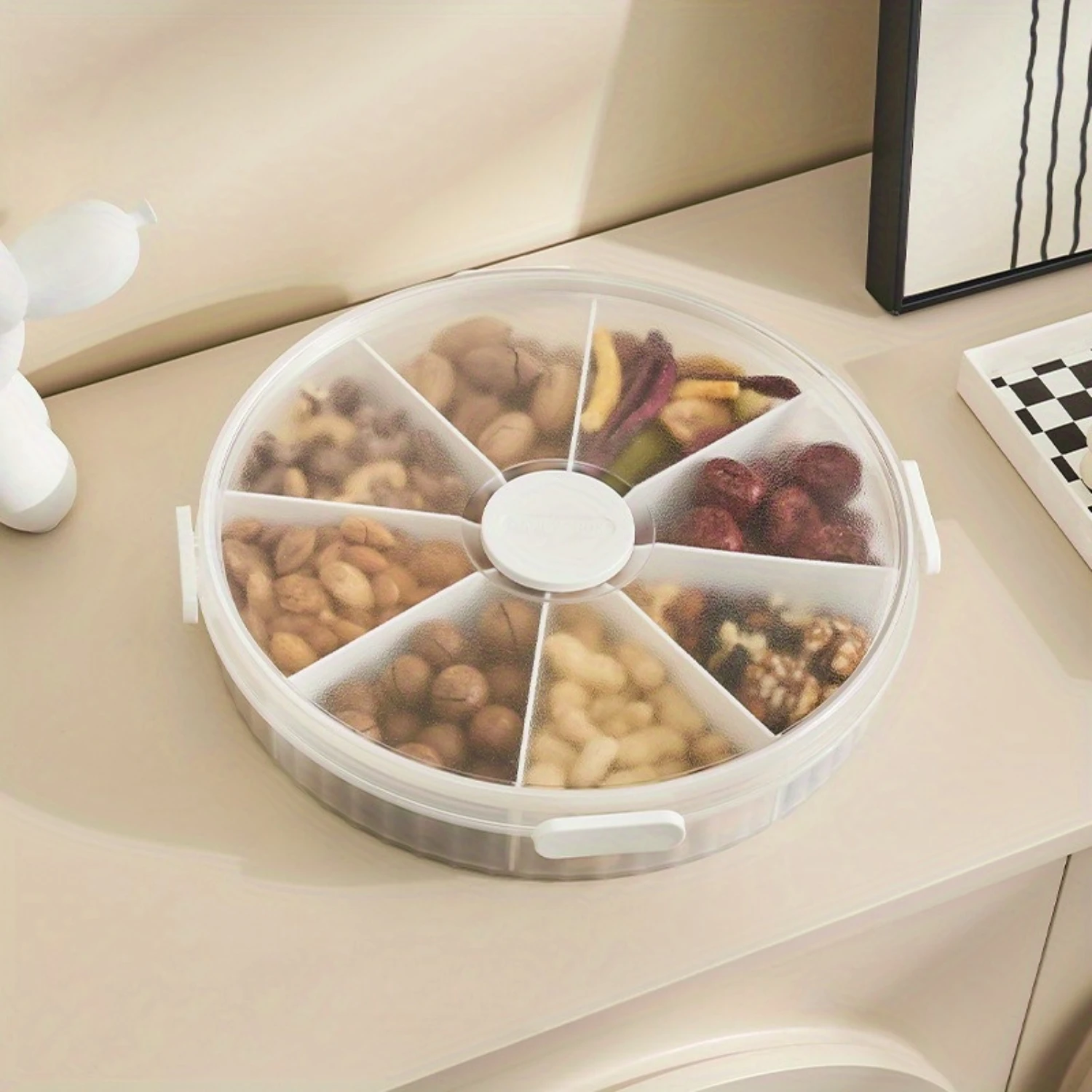 1pc Adjustable Compartment Plastic  Box - Multi-Purpose Snack Organizer with Large Capacity for Dried Fruit, Nuts, Seeds, and As