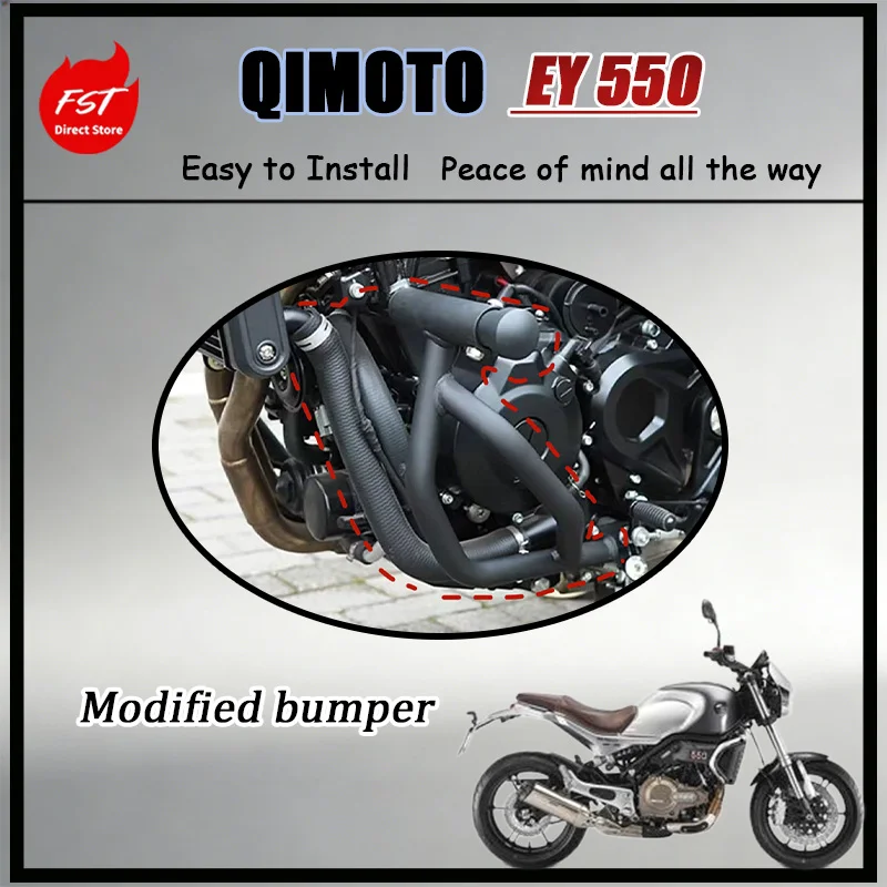 

FOR Enhanced Coverage Crash Bar for QJiang V550 EY550 - Engine Protection Reinforced Motorcycle Crash Bar for Enhanced Safety