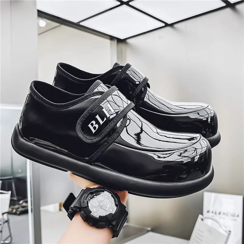 

Весенняя мужская кожаная обувь без шнуровки, формальные повседневные лоферы, деловые модельные туфли с круглым носком, уличная износостойкая прогулочная обувь