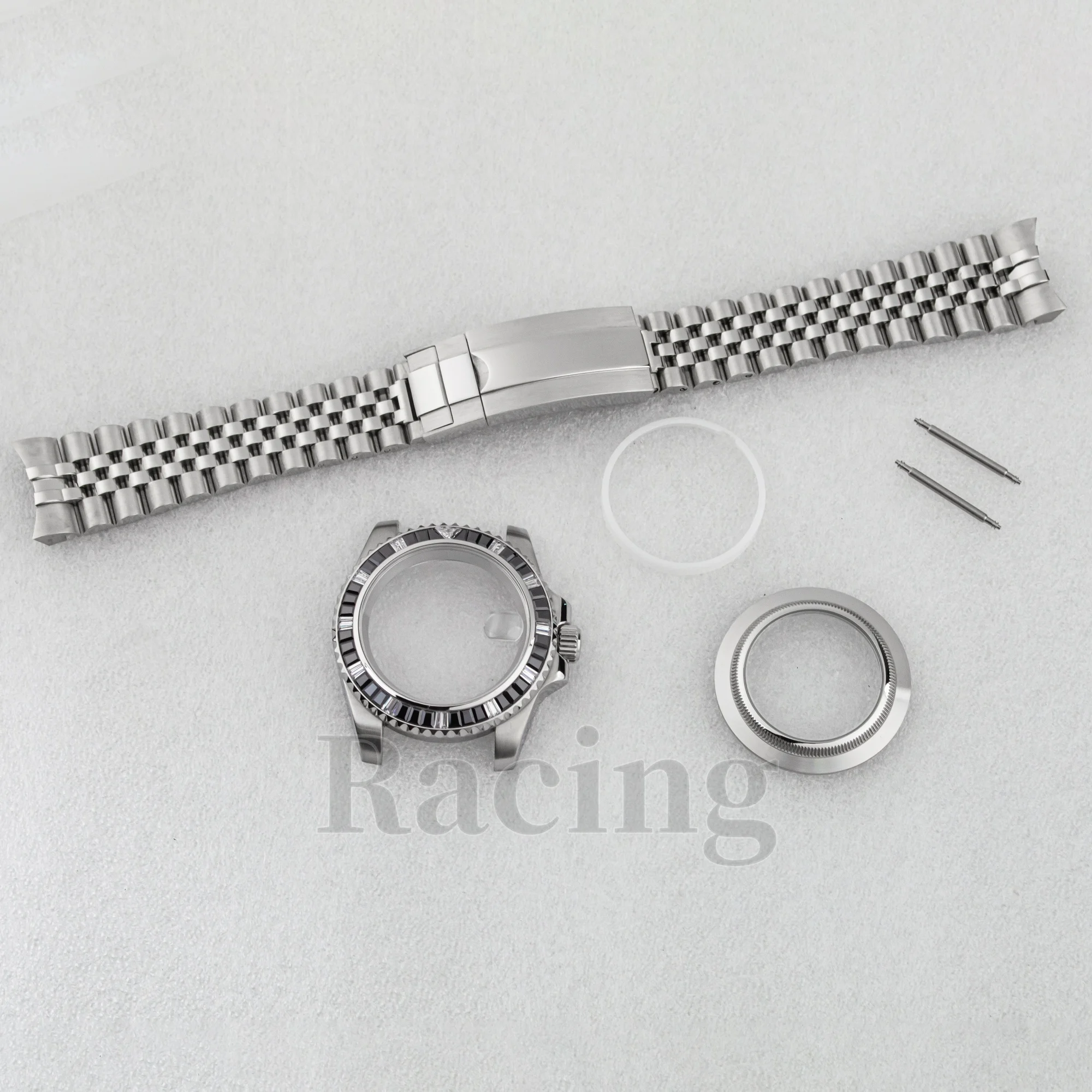 NH35 Diamond Case for SUB GMT Watches Sapphire Crystal Rotating Diamond 40mm Watch Case Fit NH34/35/36 Automatic Movement