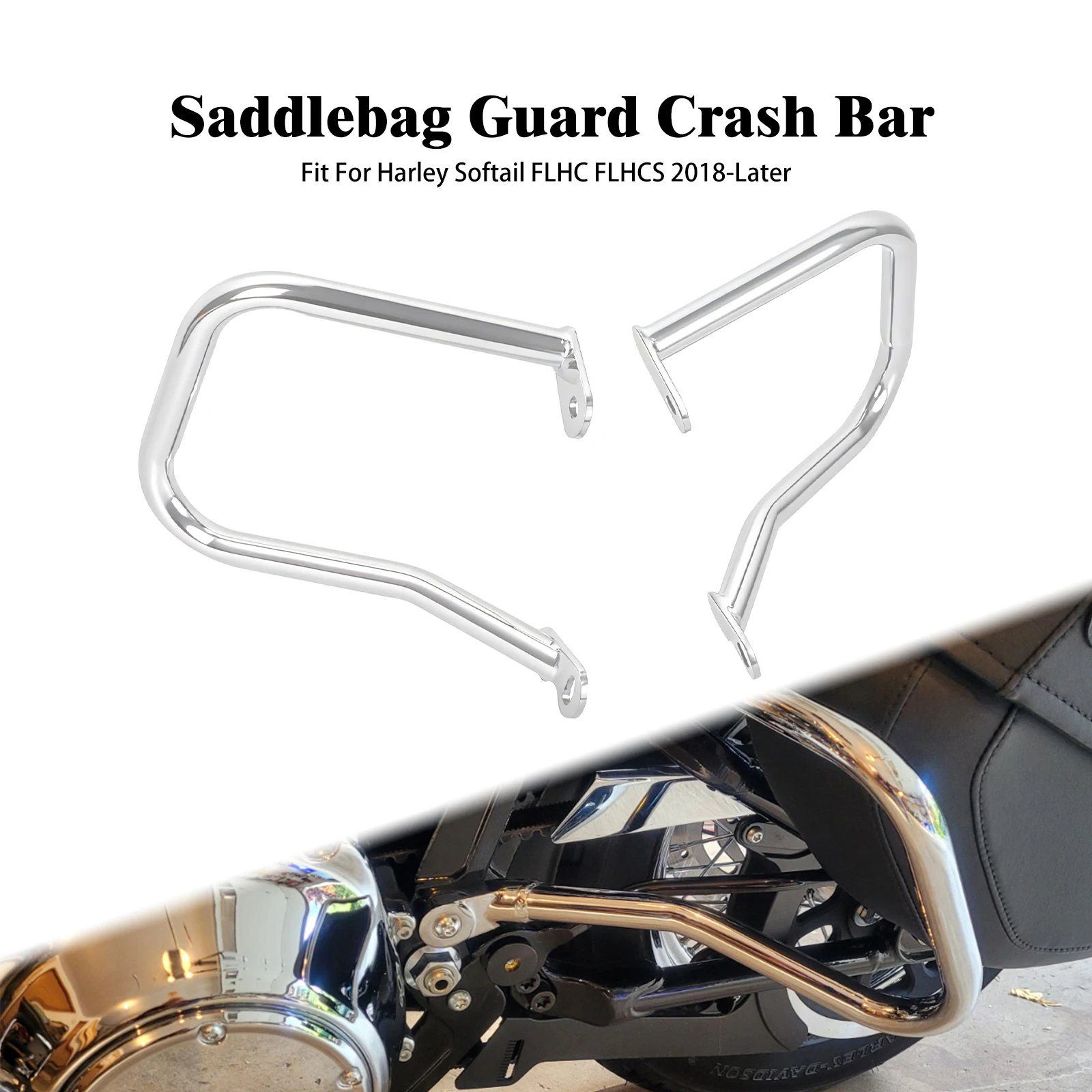 Barra di Protezione Cromata per Borse Laterali Moto per Harley Softail Heritage FLHC FLHCS FLST 2018-2023