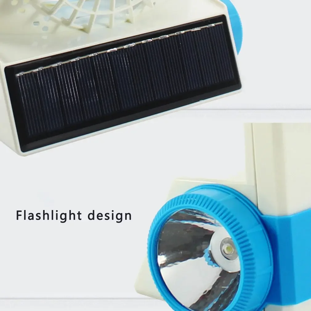 Solar Power Mini Fan Multifunction Charge Fans With LED Table Lamp And LED Flashlight Solar Charging Fan