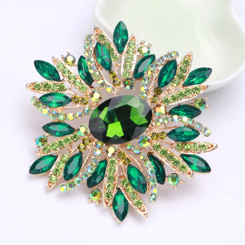 New Fashion Large Crystal Glass Brooches for Women Exaggerated Temperament Clothing Accessories Shiny Rhinestone Brooch Jewelry