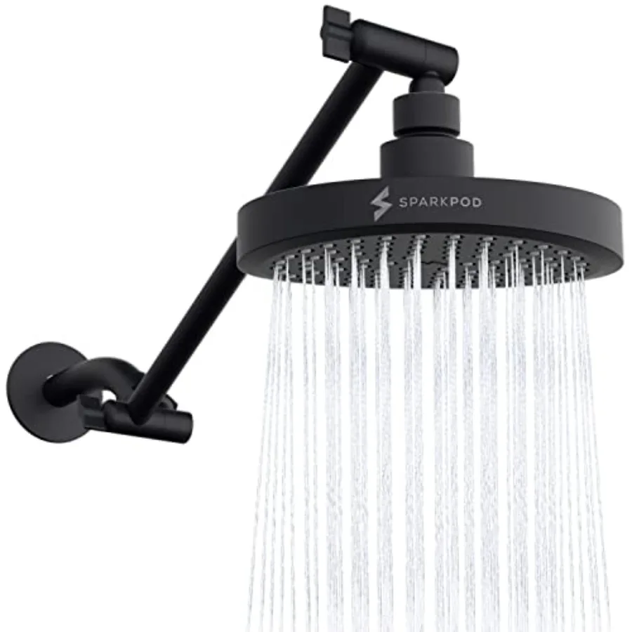 

Rain Shower Head with Extension Arm - Height Adjustable Shower Head with High Pressure Performance - Easy 1-Minute Installation