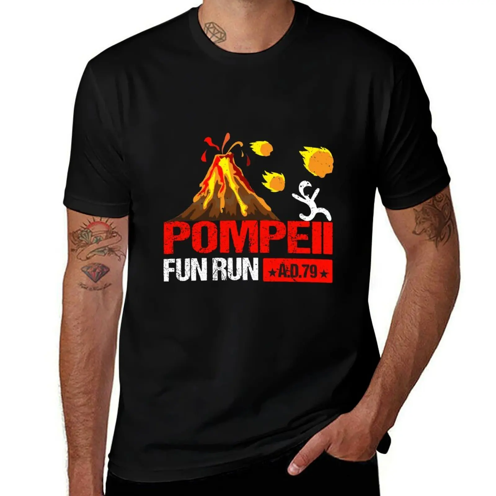 Футболка в стиле ретро Pompeii Fun Run 79 AD с оригинальным принтом, повседневная футболка