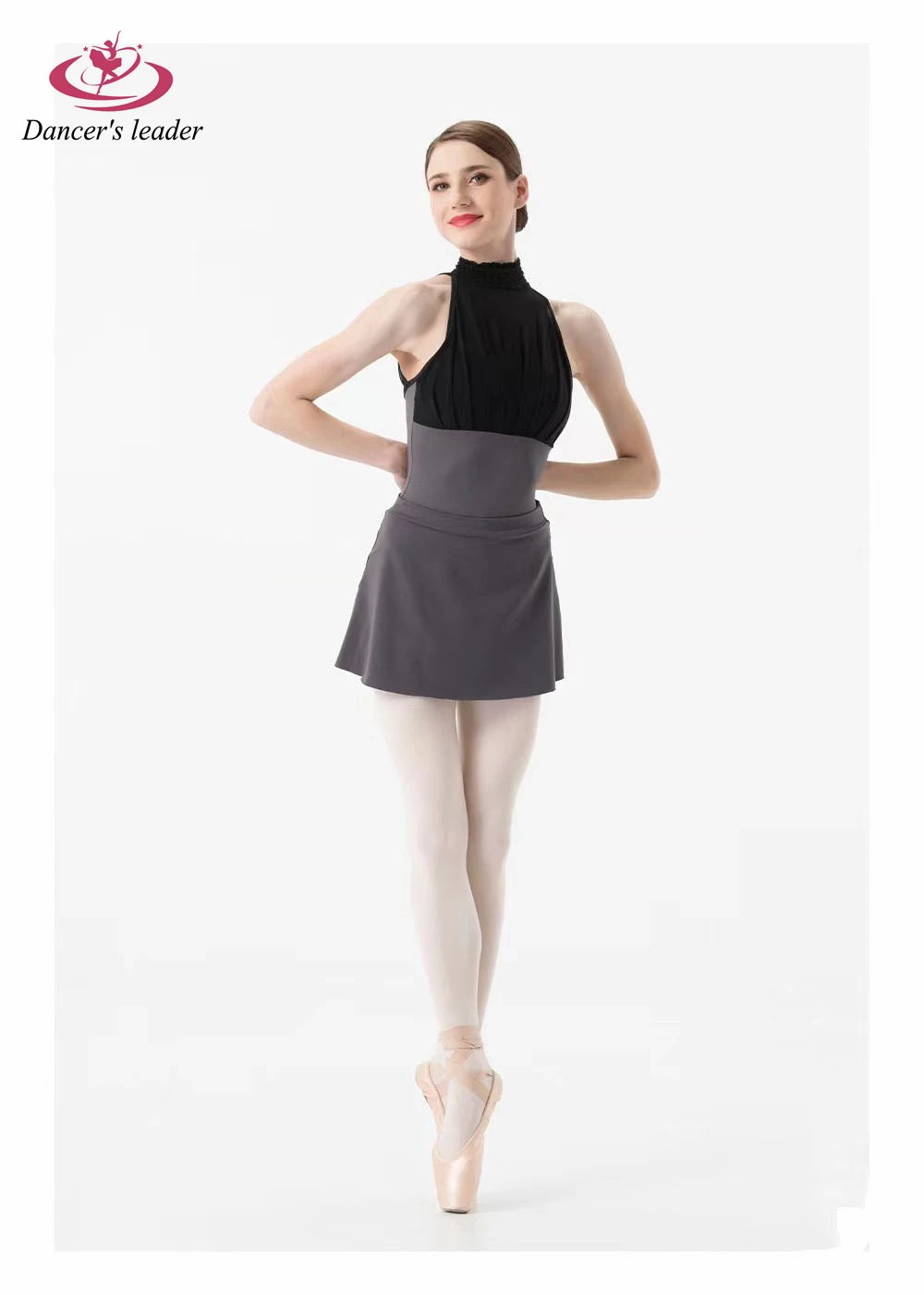 

Ballet Costume Leotard for Lace Standing Collar Color Matching Gymnastics Performance Costume Dress Aerial Yoga Costume