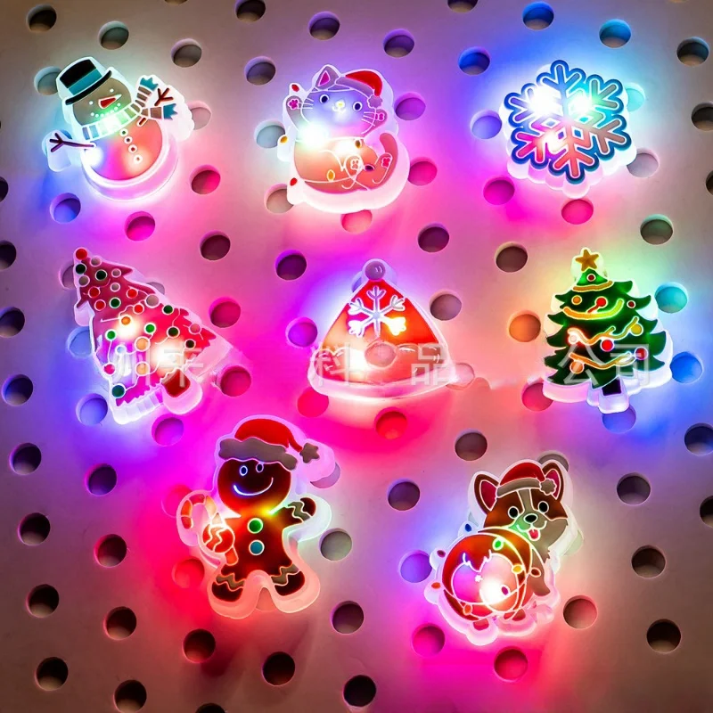 New Fashiom LED Pins for  Lighted Shoe Charms Christmas Decoration Buckles Girl Boy Ornaments Xmas Gifts Party Favors