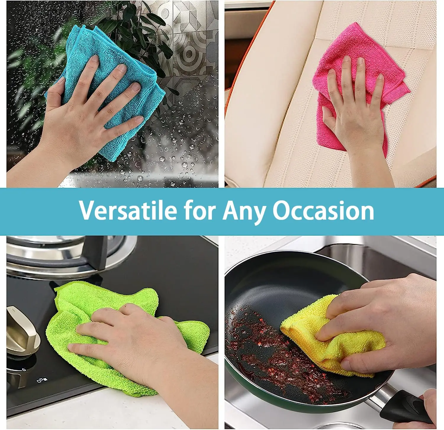 8/12pcs Microfiber Dishcloth Absorbent Kitchen Towel Quick Drying Cleaning Cloth Rags Home Washing Dishes Cloths Cleaning Tools