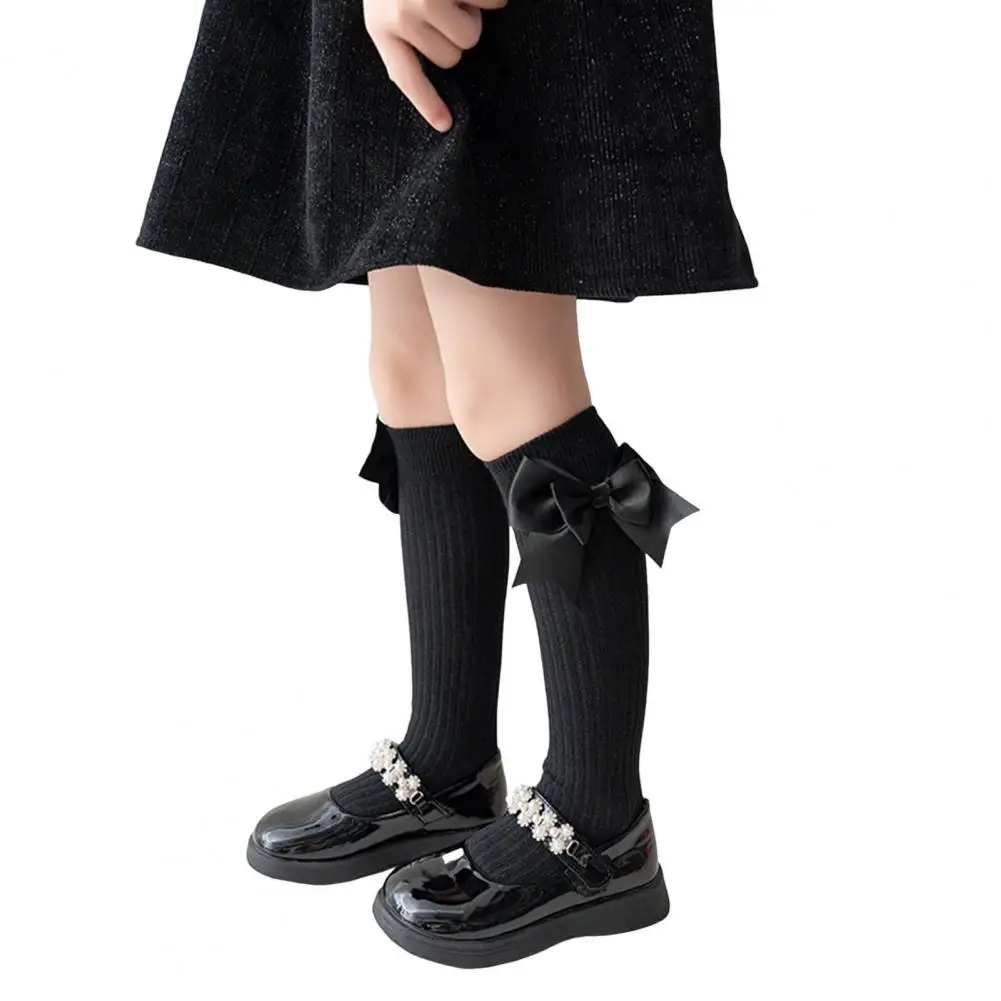 

Children Colorful Socks Adorable Bow Knee High Cotton Socks for Toddler Girls 3-12y Cute Mid-calf Autumn Socks Breathable Long