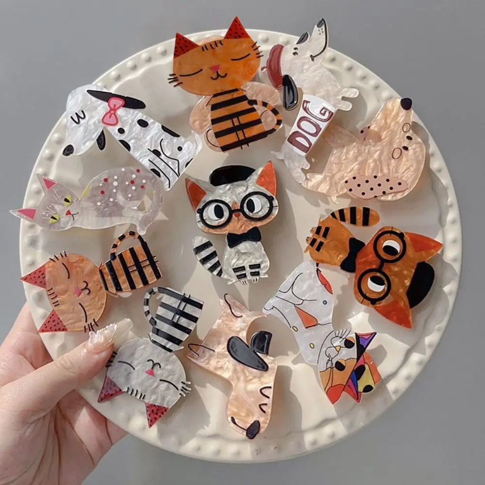 Cute Animal Cat Acrylic Hairpin Bang Clip Korean Style Cartoon Duckbill Clip Hair Accessories Cartoon Hair Clip Gifts