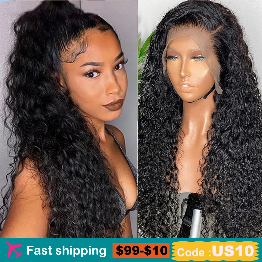 

HD Lace Frontal Wig Human Hair Water Wave Lace Front Wig 13x4 4x4 Transparent Lace Closure Wigs 30 inches Curly Human Hair Wigs