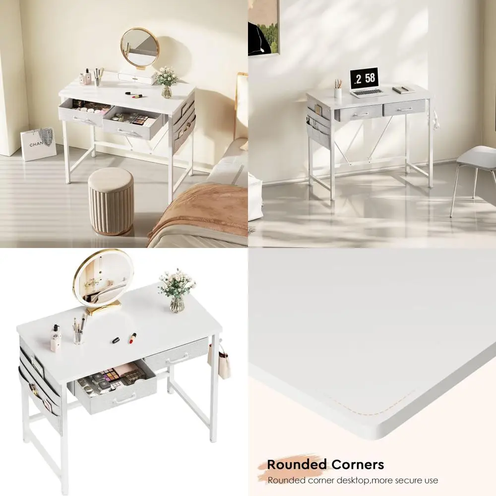 

Компактный стол 31,5 с белым металлическим каркасом и ящиками для небольших помещений и офисного использования