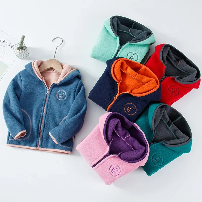 New Girls Boys Jacket Coats Spring Autumn Polar Fleece Fashion Casual Coat Kids Tops Childrens Clothes Teen Student Outerwear