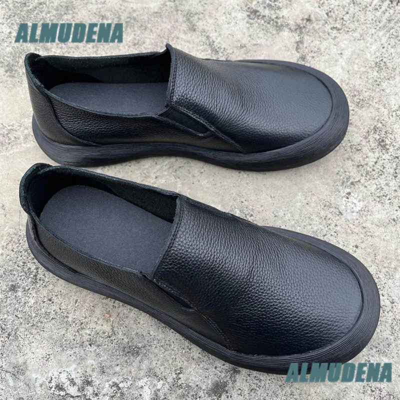 Men's Black Leather Slip On Loafers Balck Leather Formal Business Casual Shoes Luxury Designer Autumn Men's Shoes