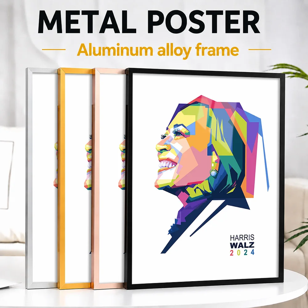 Tim Walz Election Portrait Metal Poster With Aluminum Alloy Frame Personalized Graphic Tribute Wall Art Ideal For Living Room