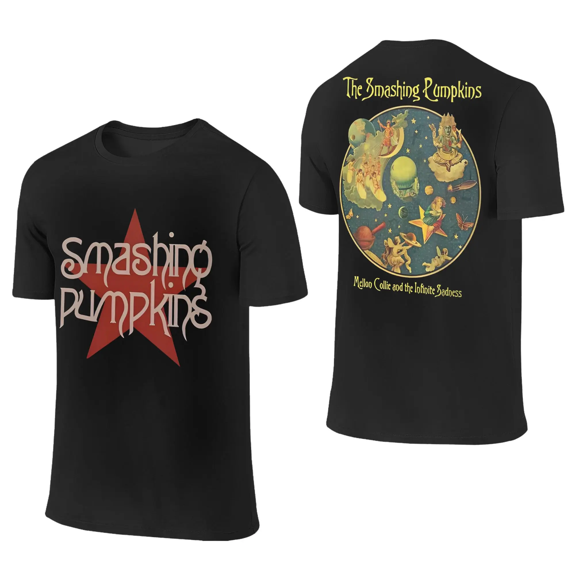 Homens mulheres os smashing abóboras estrela t camisa rock band roupas de algodão manga curta crewneck camiseta 2 lados plus size