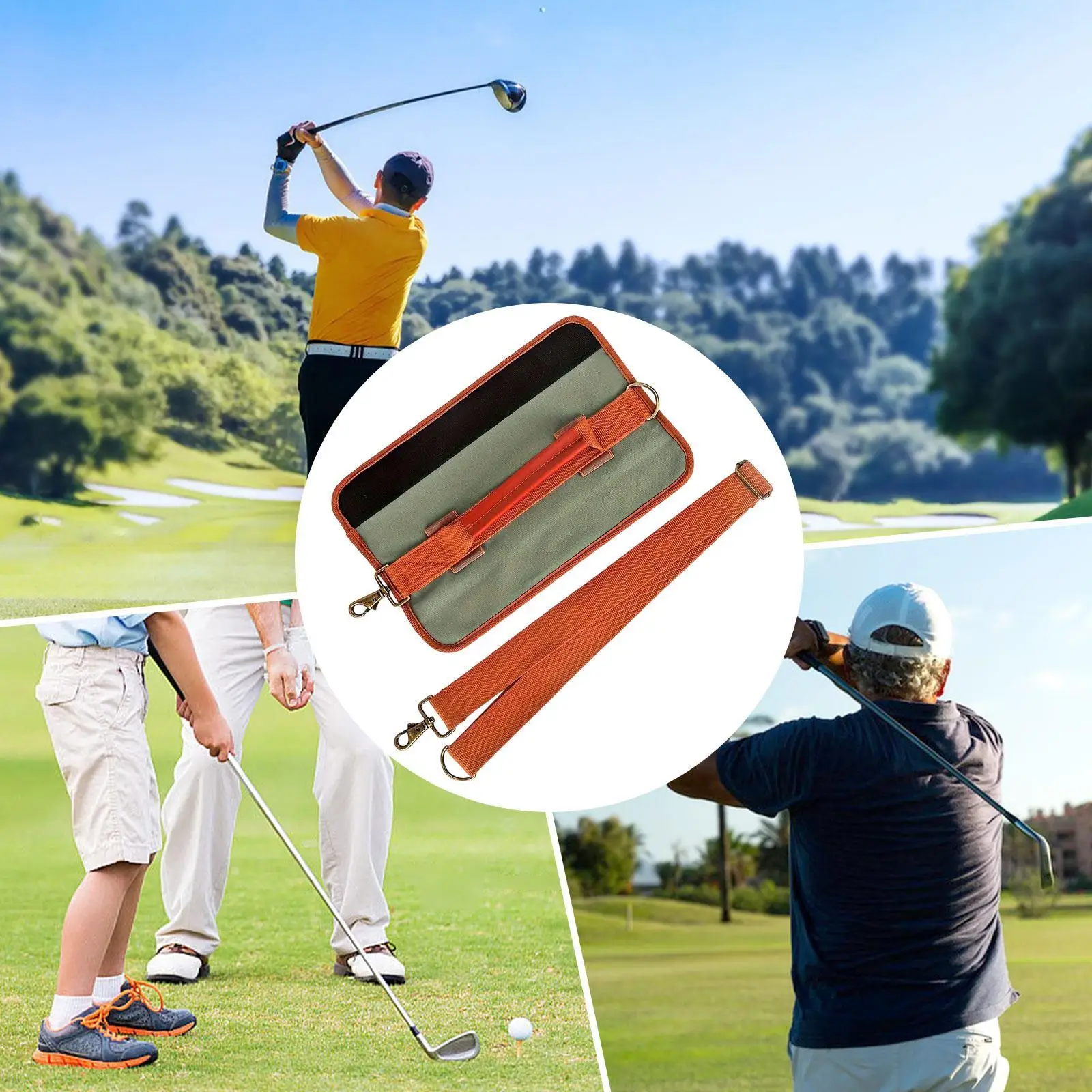 

Canvas Golf Carry Bag with Tee Holders Lightweight Golf Tote Pouch for Training Range and Professional Practice