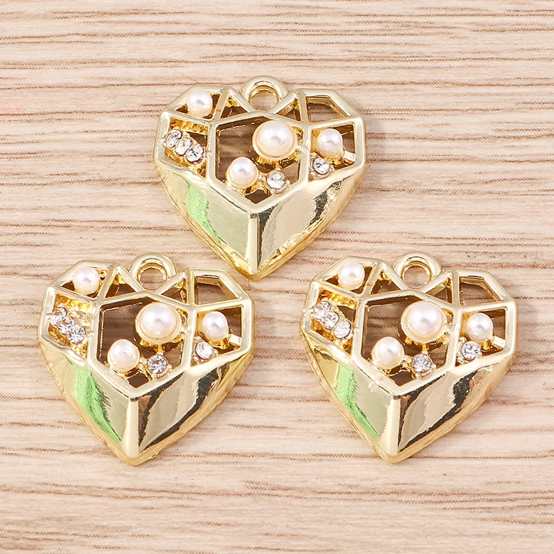 5pcs 16x16mm Cute Alloy Love Heart Charms Pendants for Jewelry Making Necklaces Earrings Bracelets DIY Crafts Accessories