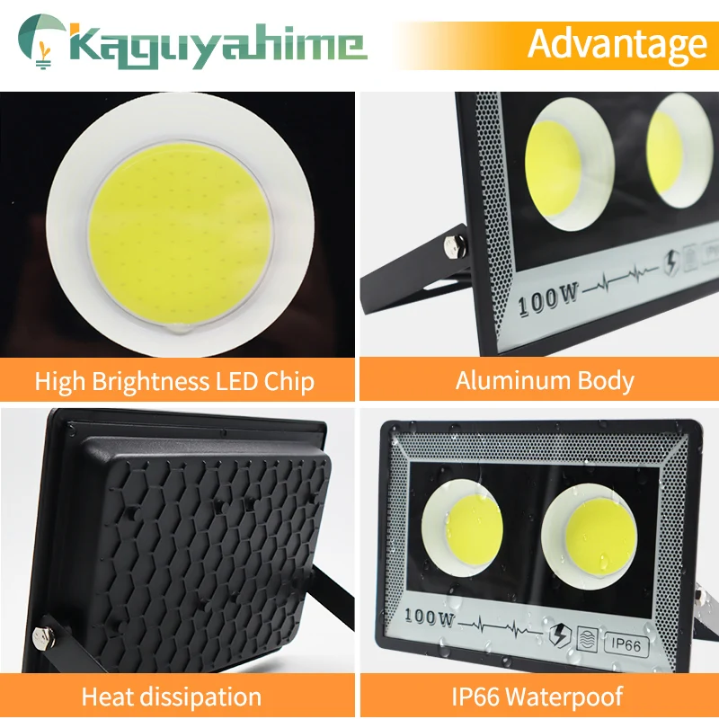 KPS-Reflector LED impermeable para exteriores, lámpara de luz IP65, 300W, 200W, 100W, 50W, 220V