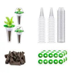 120pcs Hydroponic Garden Accessories Pod Kit Including Grow Baskets Transparent Insulation Lids Plant Grow Sponges Labels For Se