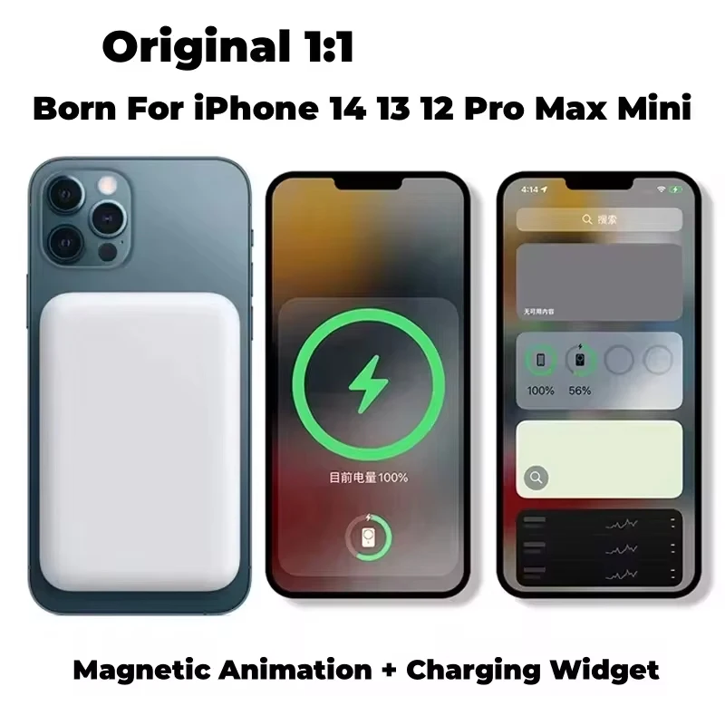 بنك طاقة لاسلكي مغناطيسي ، حزمة بطارية محمولة خارجية لهاتف iPhone 11 و 13 و 12 و 14 و 15 Pro Max ، بنك طاقة صغير ، جراب هاتف محمول