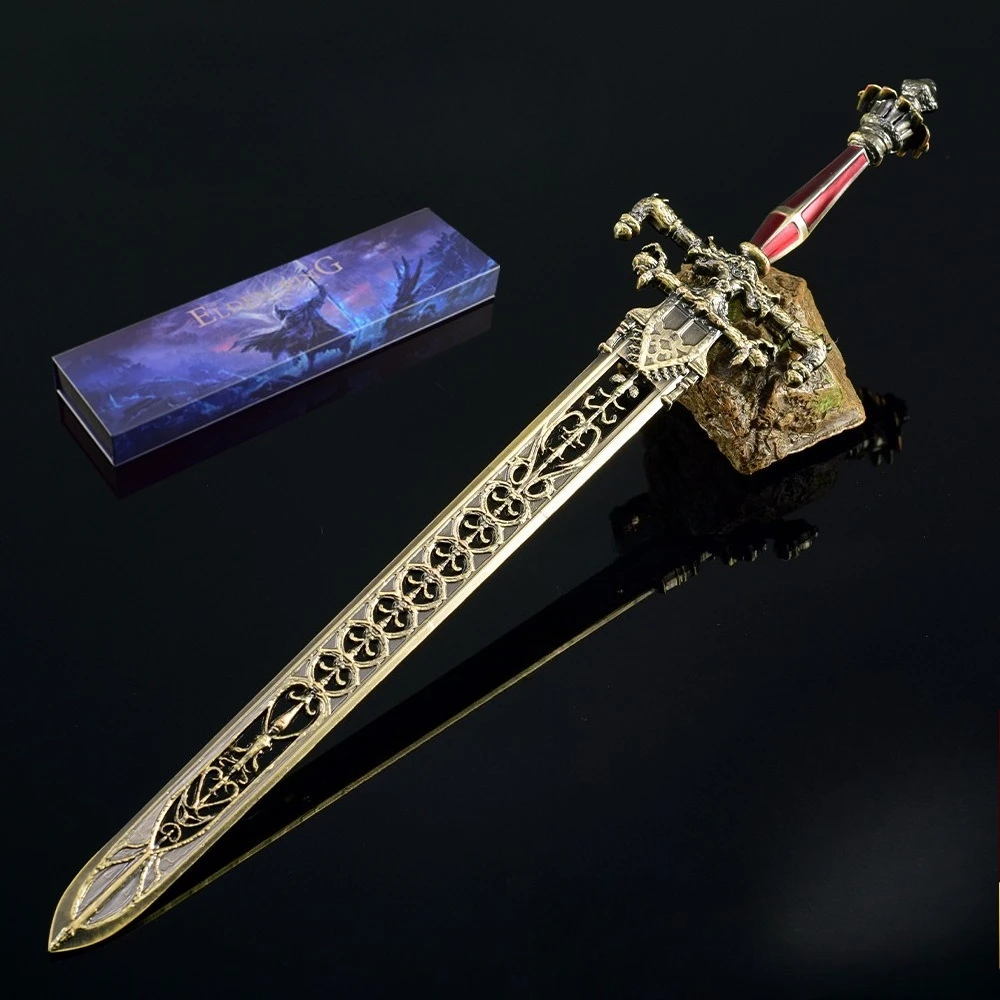Eldenn – périphériques de jeu japonais 30 CM, épée de nuit et de flamme, modèle en métal, boîte-cadeau, ornement de bureau à collectionner, jouet cadeau créatif