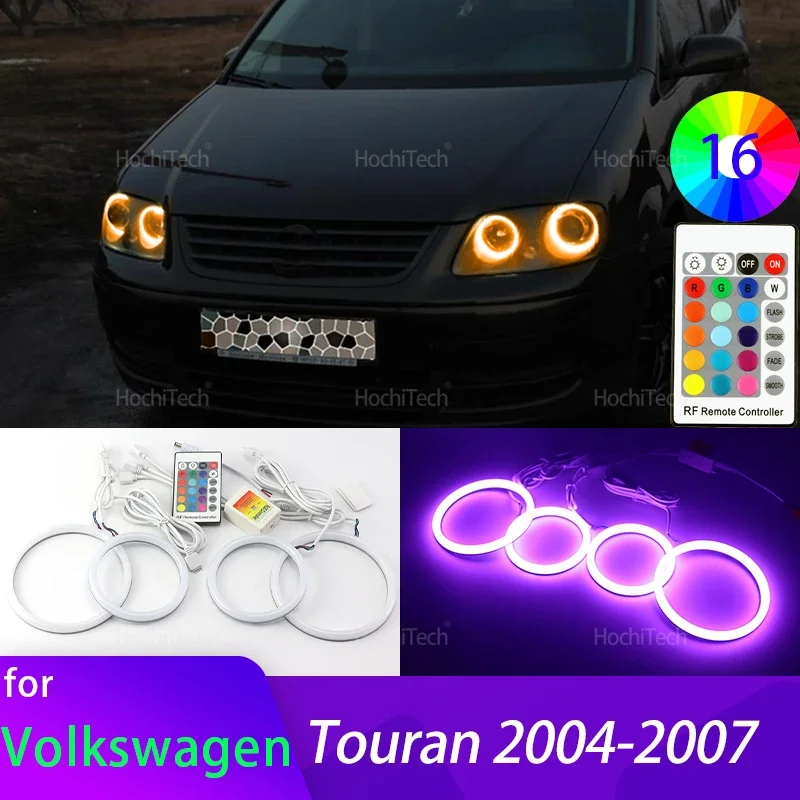 

Аксессуары для Volkswagen Touran 2004 2005 2006 2007, высококачественные 16-цветные RGB хлопковые светодиодные кольца «ангельские глазки» дневного света