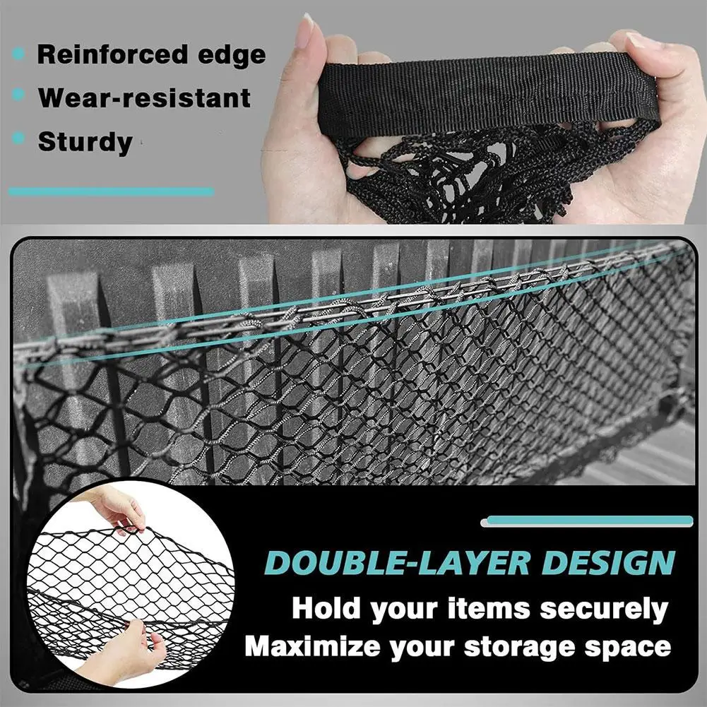 110cm Car Trunk Net Adjustable Elastic Rear Cargo Mesh Organizer with Hooks Universal Auto Accessories for Car SUV Truck Van