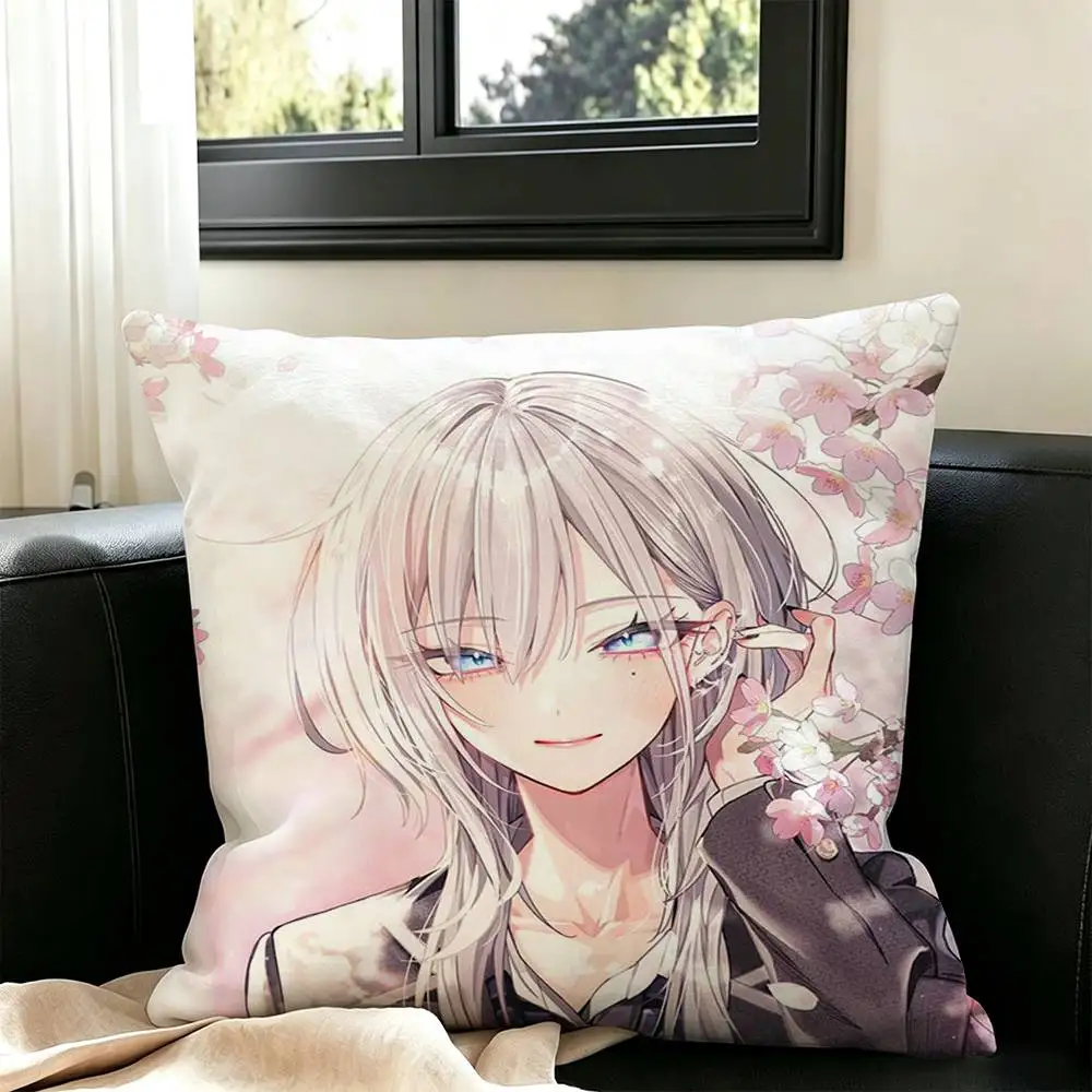 Haimiya Senpai Wa Kowakute Kawaii  Square Double-Sided printed Pillow Case Bedroom Bedside Pillow Sofa Cushion Cover