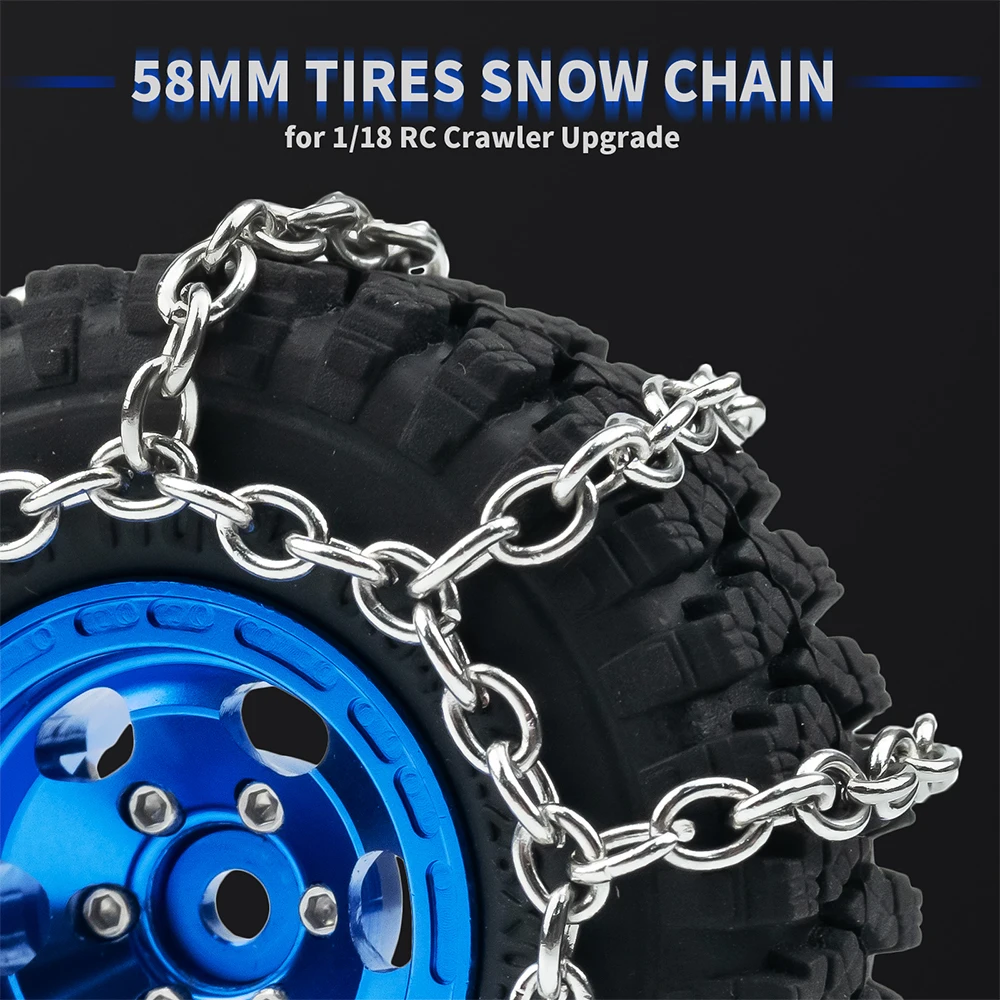 AXSPEED 4Pcs Stainless Steel Tires Snow Chain Anti-skid Chains 58/64MM for 1/18 RC Crawler T-raxxas TRX4M Upgrade Parts