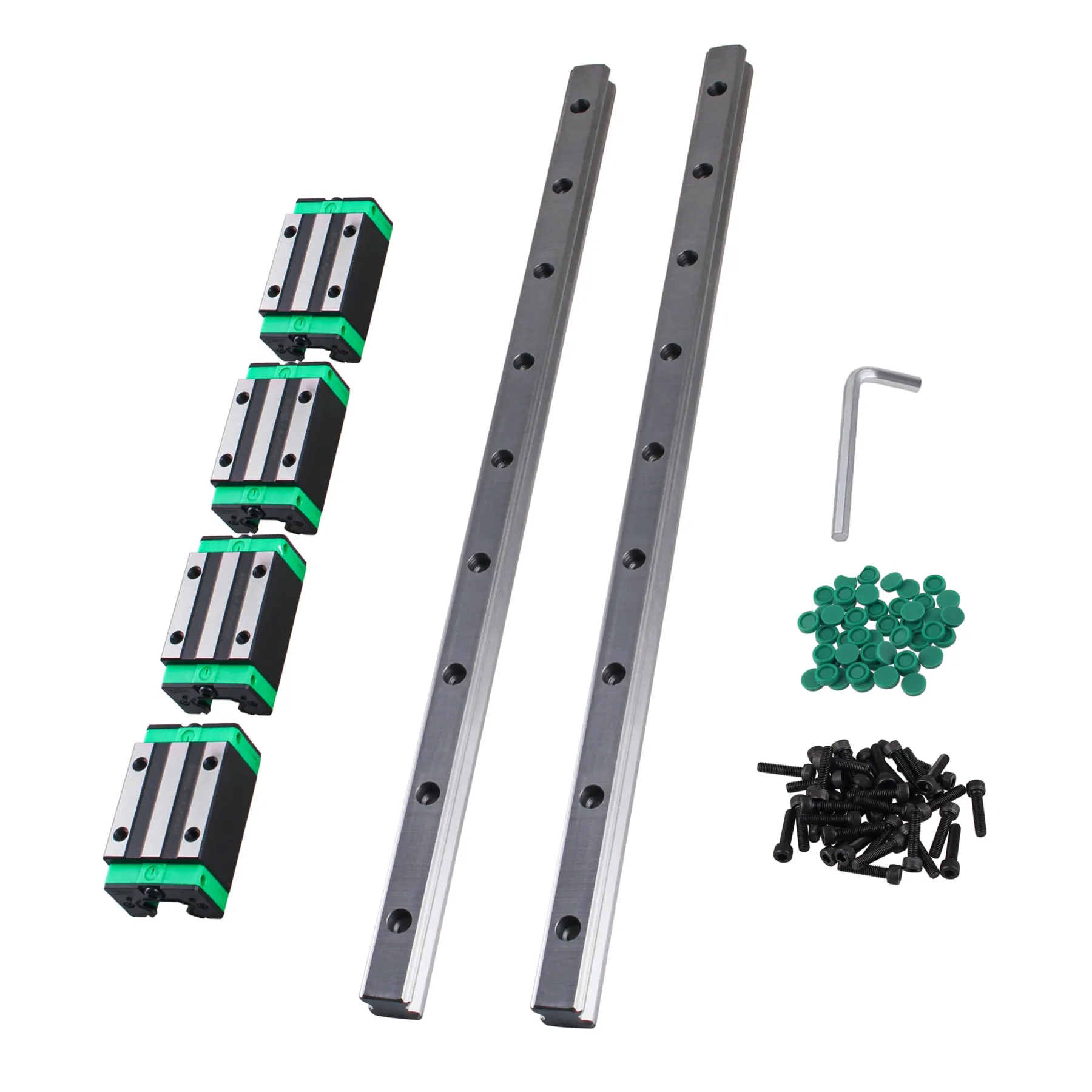 2pc HGR15 HGR20 HGR25 Square Linear Guide Rail 200-1800mm+4pc HGH15CA/ HGH20CA/HGW20CC/HGH25CA Bearing Blocks For CNC 3d Printer