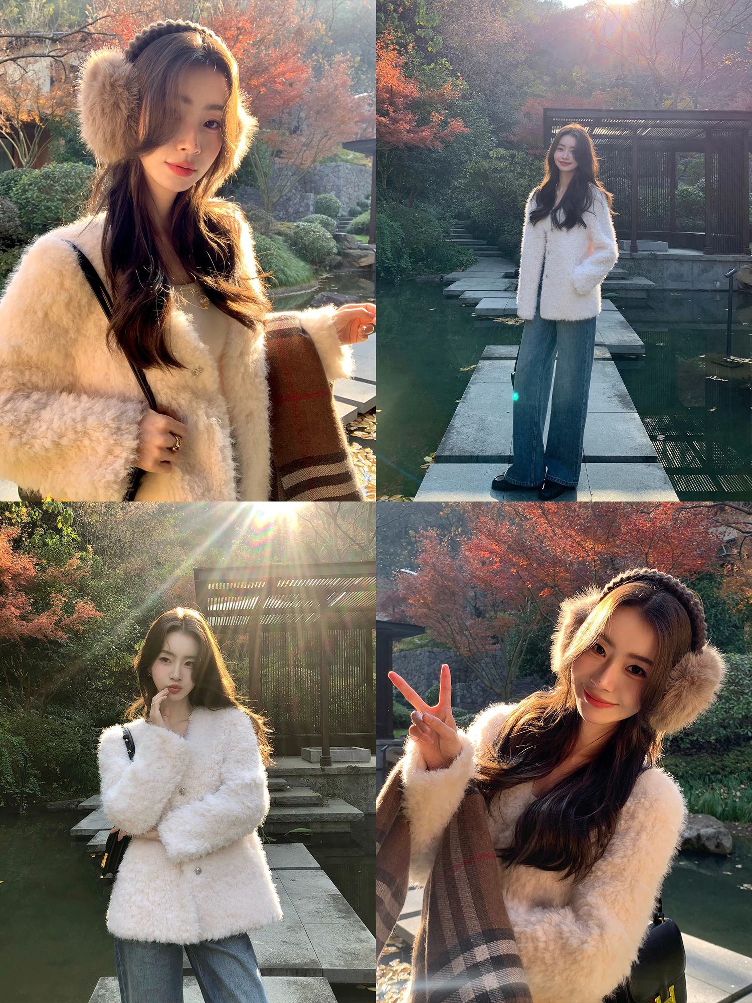 

Pusumede Velvet Winter Sle Fene Age-Defng Eco-Friendly Fur Coat Women's Loose Warm Soft Plu Jaet Casual Fit