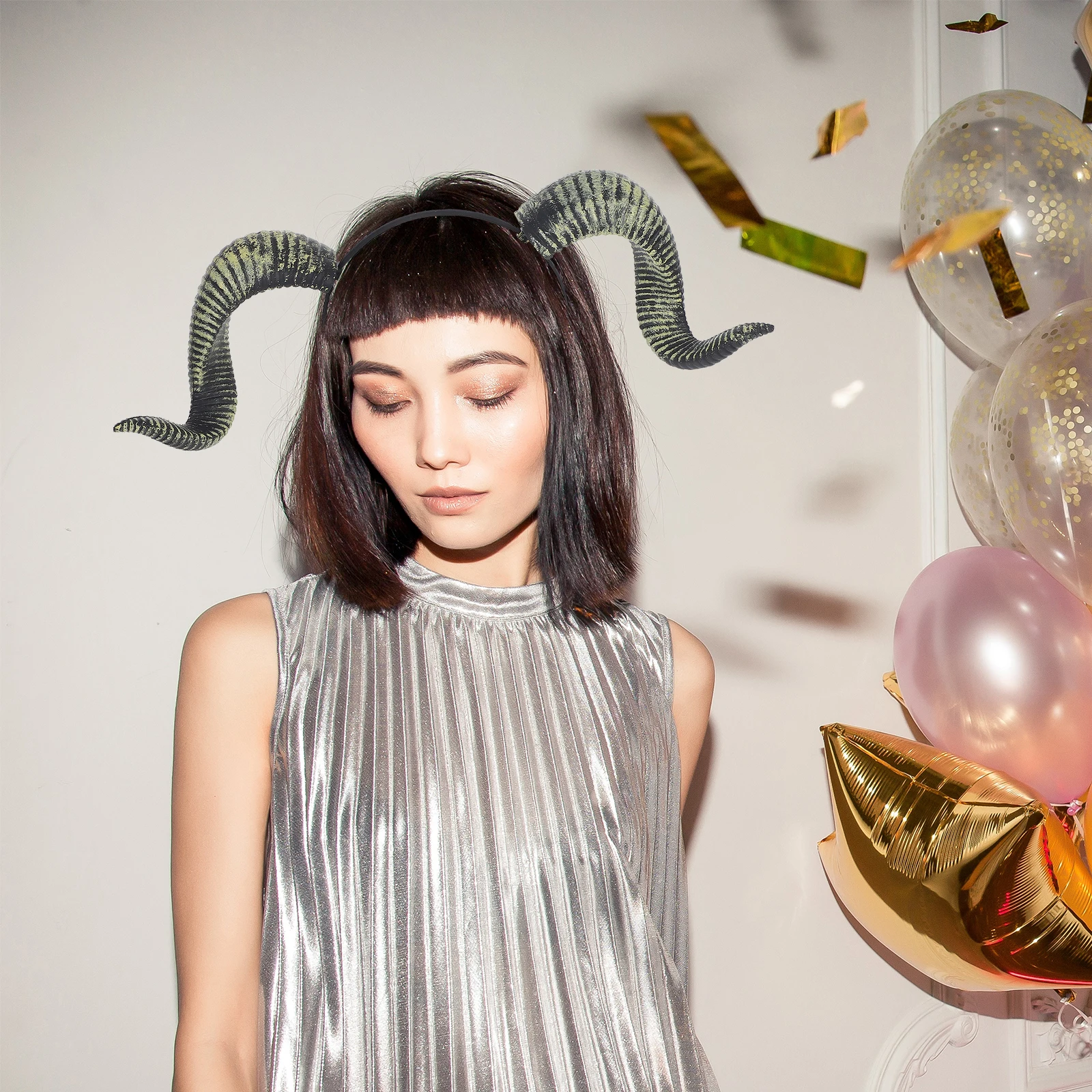 Opaska na głowę z rogu owczego, nakrycie głowy, kostium na Halloween, gotycka opaska do włosów z rogiem na imprezę cosplay, akcesoria do włosów z rogami PU dla kobiet i mężczyzn