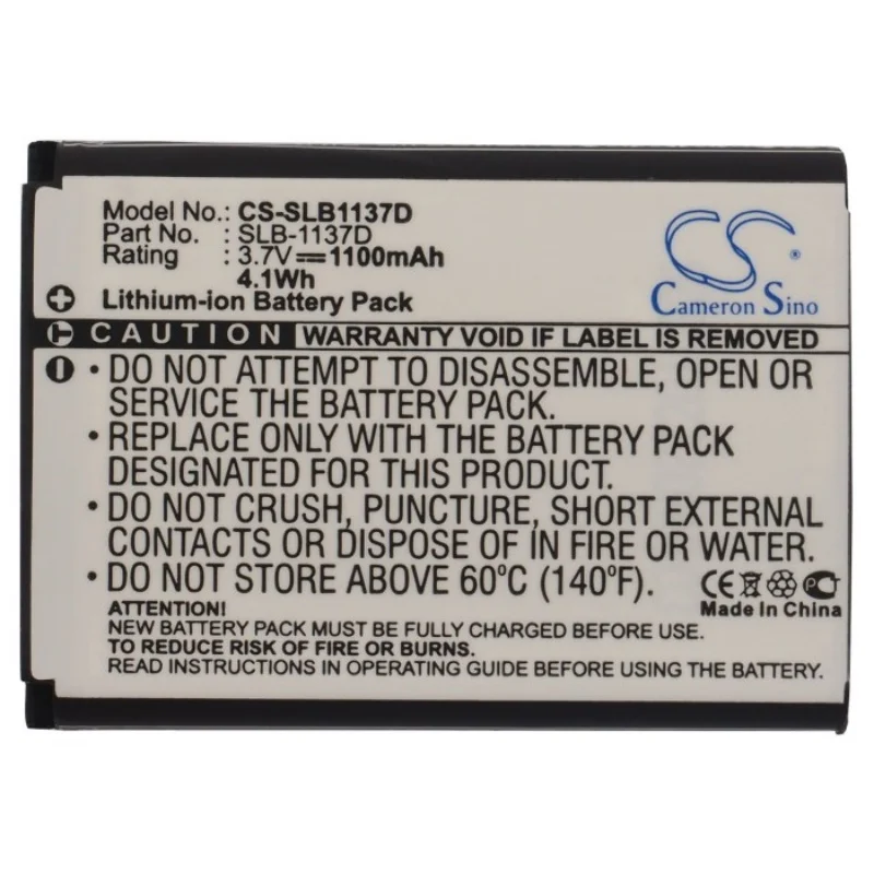 Li-ion Camera Battery for Samsung, 3.7V, 1100mAh, Compatible Models:  Digimax L74W, i100, i80, i85, L74 Wide, NV100HD, NV103