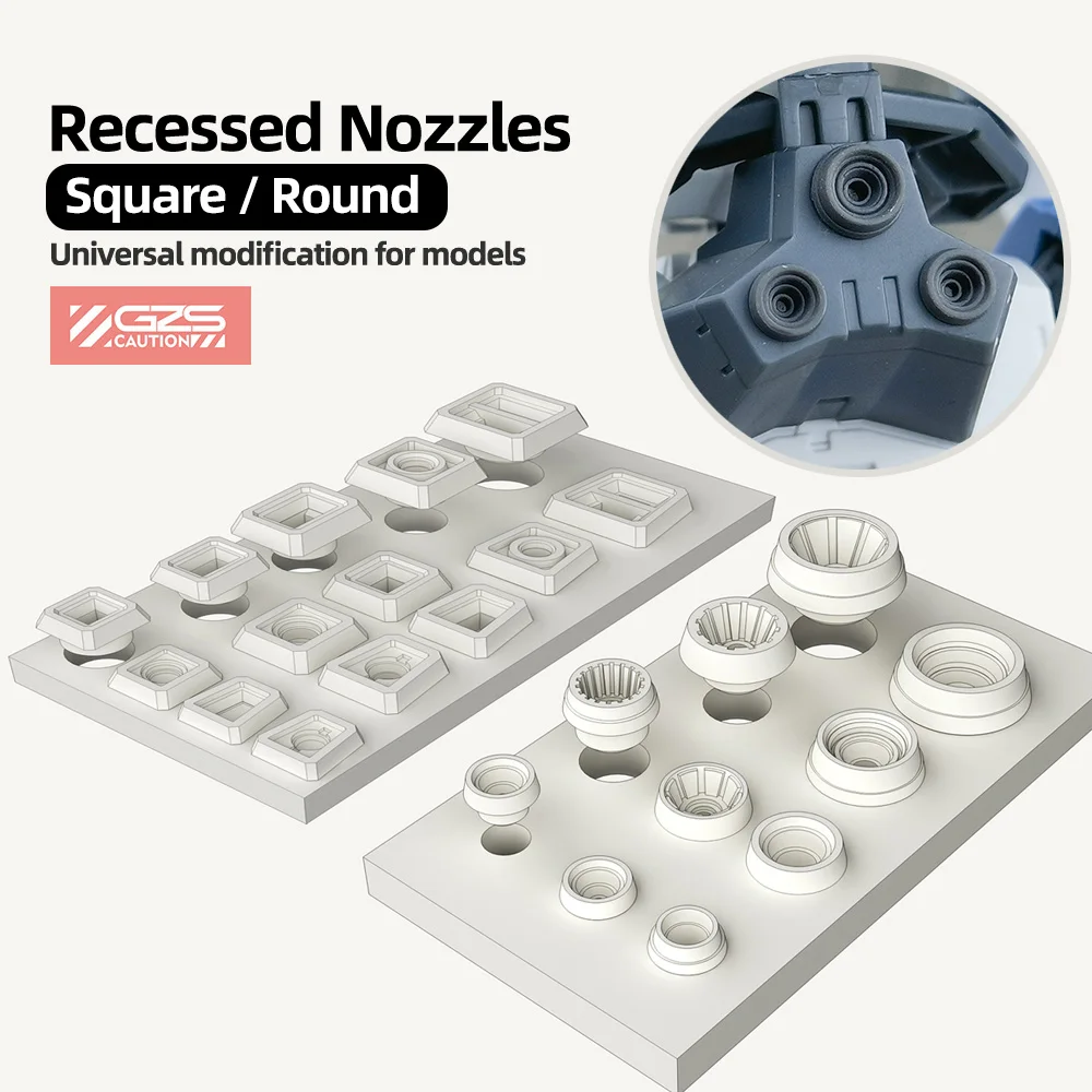 Original Model Detail Enhanced Parts Recessed nozzles Square/Round Various sizes Adaptation to multiple models For HG RG