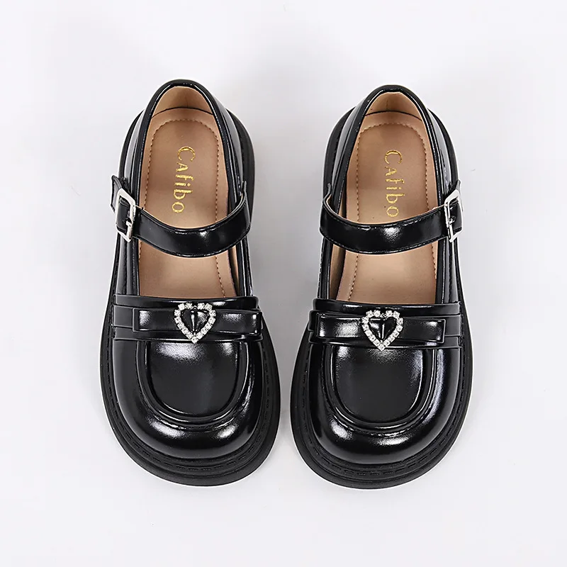 Zapatos de Cuero para Niñas, Estilo Campus, con Suela Gruesa, para Fiestas, Bailarinas, Transpirables y Antideslizantes